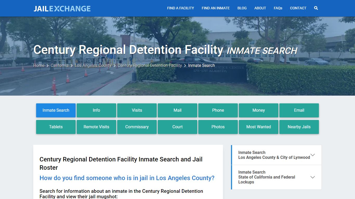 Century Regional Detention Facility Inmate Search - Jail Exchange